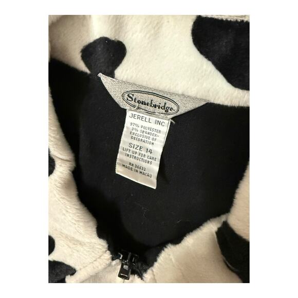 Vintage Stronebridge Cow Print Full Zip Jacket Jerrell Inc Size 14 Made in Macau - Picture 3 of 4